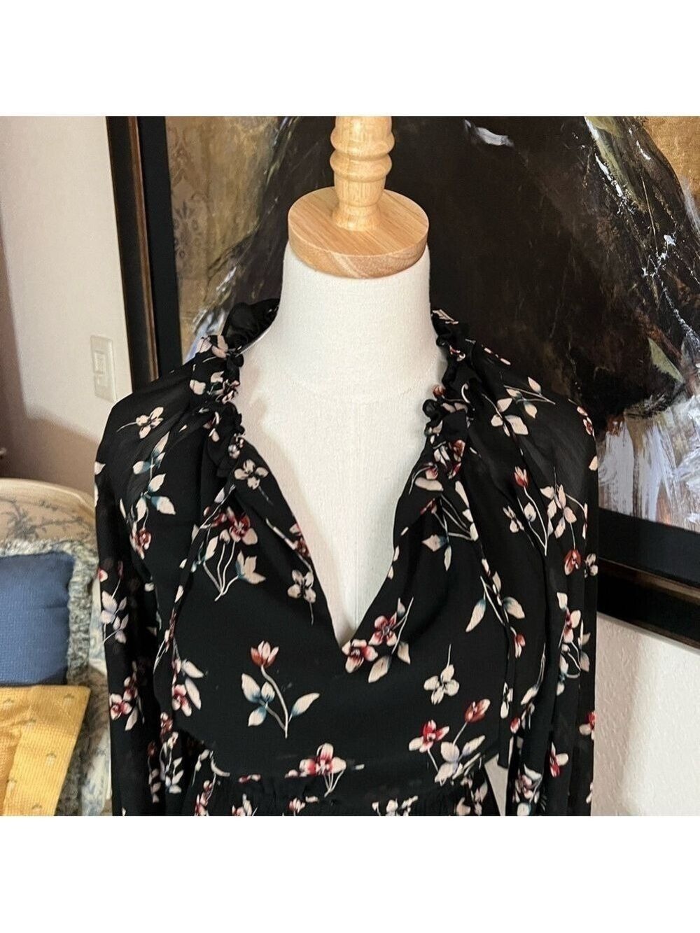 NWOT Madewell Floral Maxi Dress Black Size XS - Picture 3 of 11